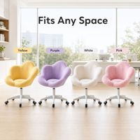 Chaise de bureau Formwell, chaise en forme de fleur avec dossier moyen, chaise moderne capitonnée, pivotante, réglable en hauteur, en laine d'agneau