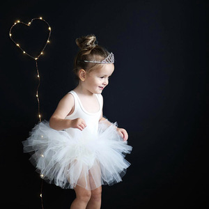 Leotardos de <span class=keywords><strong>gimnasia</strong></span> rítmica para niños, camisola blanca lisa de algodón para niña, vestido de baile en blanco con tutú - Product Image 3