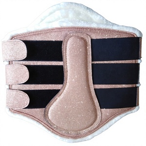 Professional Equestrian Pink Black Striped PU Horse <b>boot</b> Faux Fur Lining Luxury Equine Leg Protection - Product Image 6