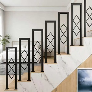 U-Shaped <b>Black</b> Wrought Iron Railing Post Minimalist Design Indoor Stair Railings Durable Metal Handrail Part - Product Image 2