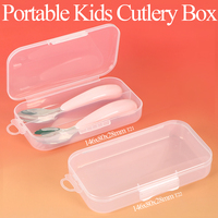 WEISHENG Étui de transport pour cuillères et fourchettes pour enfants, étui portable en plastique pour baguettes d'apprentissage, étui transparent pour ustensiles de tout-petits