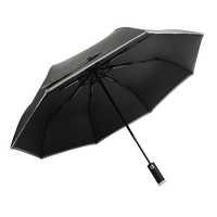 Lampe torche LED anti-UV de voyage, parapluie pliable mini 3 sections avec lumière, ouverture et fermeture automatiques