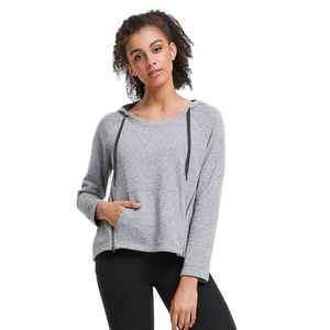 Personnalisé Coton Doux Zippé O-cou Gris Sport <span class=keywords><strong>Allaitement</strong></span> Top Avec Capuche - Product Image 1