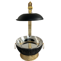 Chauffe-plat de style européen BOSAI Deluxe, avec garniture en dentelle, buffet suspendu, noir, 8L, acier inoxydable, brûleur à alcool réglable 201
