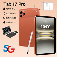 Tablet Android Baru Tab 17 Pro 10.1 Inci Prosesor MTK 5G Wi-Fi Layar 1024 X 576 12GB+1TB dengan Keyboard dan Mouse