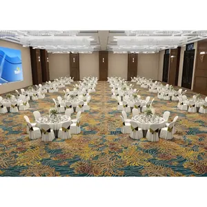Premium Quality 100% Polypropylene Polyester Hotel Carpet With Red Floral Patterns Wall To Wall 100% PP Wilton Carpet