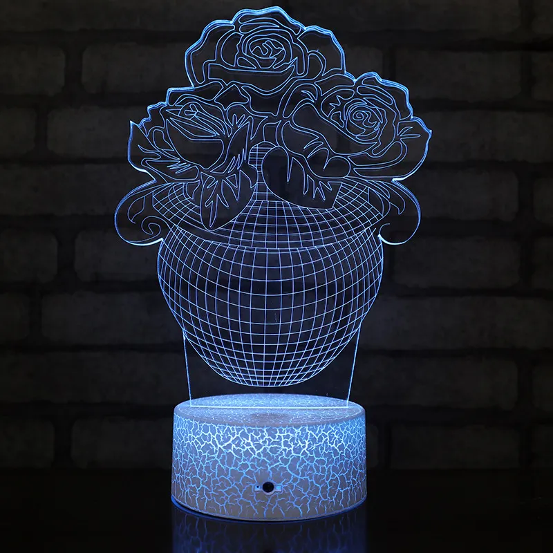 3D USB Desk Lamps Led lights table Unique Acrylic Lighting Designed Bedroom Nightlight Cozy Warm LED Light Gift Home Decoration