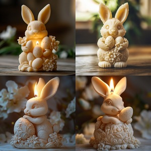 Customizable Easter Bunny <b>Candle</b> <b>Mold</b> For DIY <b>Candles</b> And Plaster Ornaments With Egg Design - Product Image 3
