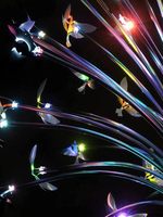 Lampe LED Multicolore Effet Feux d'Artifice, Sculpture en Acier Inoxydable et Fer Forgé, Étanchéité IP65, Idéale pour Jardin et Aménagement Paysager Personnalisé