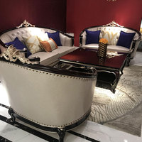 Canapé antique européen pour salon luxe néoclassique en bois massif sculpté Petit appartement première couche mobilier en cuir de vachette