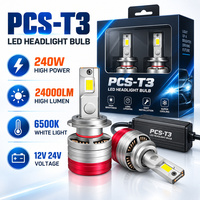 Ampoule de phare LED PCS-T3 Monster Power 240W 24000LM avec puce 4575, triple dissipateur thermique, homologation DOT E-mark, kit H7 H11 9005 9006
