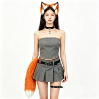 DREAM FASHION Ensemble Lolita Oreilles et Queue de Renard, Accessoires Cheveux Cosplay, Cadeau