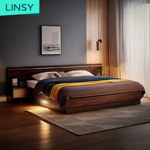 Linsy सरल जापानी Tatami डिजाइन आधुनिक ठोस लकड़ी डबल बॉक्स बिस्तर फ्रेम के साथ बेड प्रकाश Jj4A