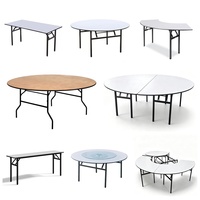 Table ronde pliante d'extérieur blanche pas chère, 6 pieds, plateau en PVC, table de banquet, utilisée dans les restaurants, table et chaise