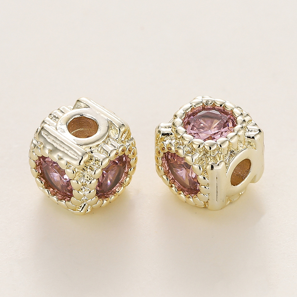 Perles d'espacement carrées en dentelle 14k avec rétention de couleur - rose