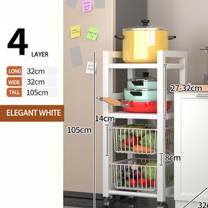Vielseitiges Modernes Design Nachhaltiges Mehrstöckiges Metall-Küchenregal mit Körben und Rollen für Vielseitige Gemüse- und Obstaufbewahrung - Product Image 3