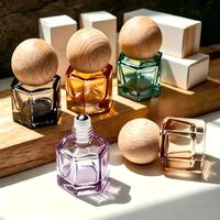 Bouteilles à bille en verre dégradé coloré, vides, en gros, avec capuchon hexagonal en bois naturel, pour parfum, huile essentielle et sérum de soin de la peau
