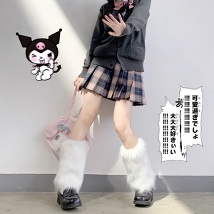 Calcetines Negros de Pelo Sintético para <span class=keywords><strong>Mujer</strong></span>, Estilo Y2K, Harajuku, Punk, Gótico, Lolita, Calentadores de Piernas para Invierno - Product Image 5