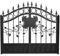 Porte battante extérieure au design minimaliste français, avec gravure ajourée, fonctionnement automatisé, en fer forgé, anti-corrosion, durable et personnalisable