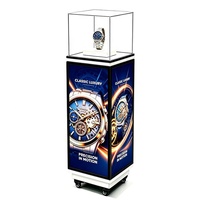 Vitrine d'affichage sur pied à 4 faces QNICE LED, colonne d'affichage publicitaire vidéo commerciale pour les magasins de vente au détail de montres et de bijoux de luxe