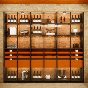 Cave à vin vintage, décoration, casier à vin en bois, verre, whisky, vitrine murale, armoire de bar à vin pour meubles de salon - Product Image 2