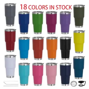 Bulk Price Blank 20 oz 30oz Pó Revestido Viagem Tumbler Double Walled Vacuum Coffee Mug Isolado Copo De Aço Inoxidável Com Tampa