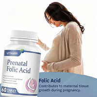 Cápsulas de Ácido Fólico Ausreson OEM de Marca Privada, Suplementos Alimenticios de Vitamina B12, Vitaminas Prenatales B9 5mg 400mcg, Cápsulas de Ácido Fólico con DHA Omega