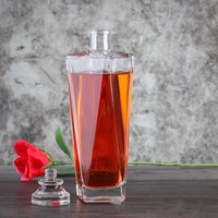 Bouteille en verre transparent de 700 ml avec bouchon plat, pour vin blanc, tequila et autres boissons, bouteille de vin vide