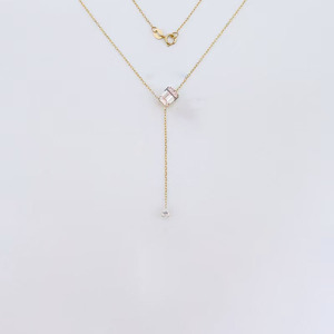 Collier pendentif en or 18 carats avec émeraude de laboratoire et diamant <span class=keywords><strong>rose</strong></span>, forme goutte d'eau romantique en Y, avec pompon, pour femme - Product Image 5