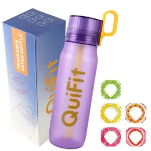 Quifit individuelles Farblogo 650 ml 750 ml 1000 ml Lebensmittelqualität Luftduft Fruchtgeschmack Tritan-Wasserflasche mit Geschmacksvorrichtung