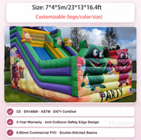 Structure gonflable commerciale en PVC à louer avec toboggan, toboggan gonflable sec Monster pour enfants