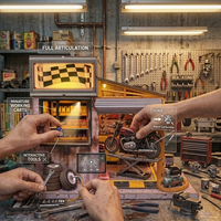 Hamaileon Kits de puzzle de scène de garage réaliste à monter soi-même pour adultes, kit de diorama miniature d'atelier de réparation de motos avec éclairage LED, artisanat pour adultes