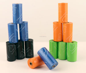 Sacs à déjections canines biodégradables et compostables en amidon de maïs rose, personnalisés, de haute qualité, étanches et compostables - Product Image 2