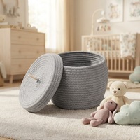Panier de rangement pour enfants en corde de coton tissée, nouveau design, mignon, dessin animé, pliable