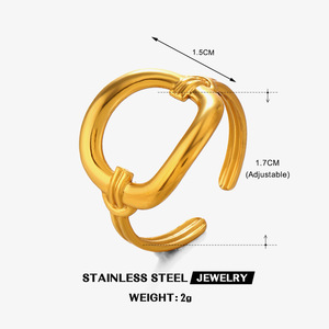 Anelli quadrati con struttura semplice anello cavo Versatile temperamento <span class=keywords><strong>femminile</strong></span> squisita galvanica gioielli in acciaio inossidabile - Product Image 5