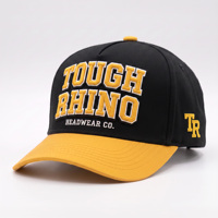 Casquette de baseball personnalisée de haute qualité avec broderie en relief, contraste noir et jaune, en sergé de coton, fabricant de marque privée
