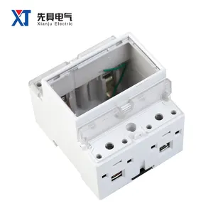 XJ-19 4P Anti Flaming PC Material 35mm Guide Rail Type Single Phase Electric Energy Meter Housing Shell Case Manufacturer