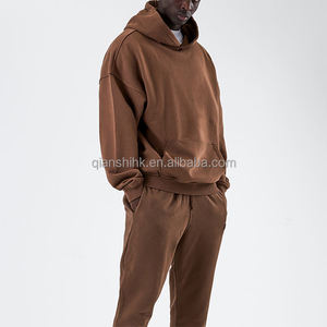 เสื้อสวมหัวผ้าฟลีซเทอร์รี่ขนแกะเฮฟวีเวตสีดำเสื้อมีฮู้ดเสื้อแนวสตรีทแวร์ผ้า100% หนาทรงหลวมเสื้อมีฮู้ด480 GSM - Product Image 2