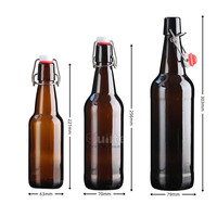 Bouteille en verre classique avec bouchon à bascule facile à ouvrir, 330 ml, 50 cl, 750 ml, 1000 ml, pour boissons, bière, vin, eau, avec bouchon à bascule