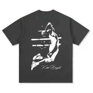 新设计神户篮球印花纪念衬衫水洗重圆领男式t恤