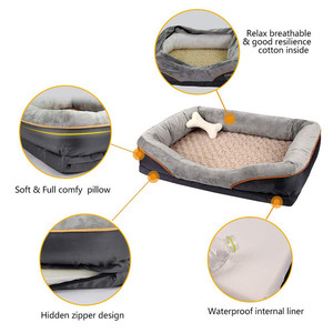 OEM Maßgefertigtes Luxus Orthopädisches Hundebett Abnehmbarer Waschbarer Bezug Weiches Kühlendes Haustier-Sofabett für Große Hunde Wasserdichte Hundebetten - Product Image 5