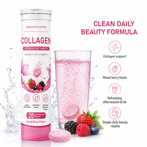 Comprimés effervescents de collagène hydrolysé, soutien cutané, formule rafraîchissante aux baies, soin beauté - Product Image 1