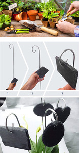Decorazione <span class=keywords><strong>da</strong></span> <span class=keywords><strong>giardino</strong></span> impermeabile segnaposto per piante in pietra naturale etichette <span class=keywords><strong>da</strong></span> <span class=keywords><strong>giardino</strong></span> con gancio in metallo a spirale regalo per giardiniere - Product Image 4