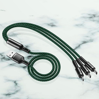 Cable de Carga Rápida USB 3 en 1 con Trenzado de Nailon, Precio de Fábrica, Duradero, para iPhone/Tipo-C/Android, Puerto de Carga para iPhone Lightning