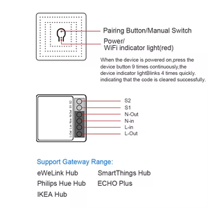 ZigBee มินิสวิตช์ไฟไร้สาย WIFI สมาร์ท DIY สวิตช์ไฟ16A การควบคุมบ้านอัจฉริยะทำงานกับ ewelink smartthings <span class=keywords><strong>Alexa</strong></span> - Product Image 3
