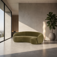 Ensemble de canapés en tissu bouclé Teddy moderne et luxueux, design italien incurvé, meubles de salon pour villa et appartement