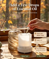 Diffuseur d'arômes USB, diffuseur électrique d'huiles essentielles, humidificateur d'air en verre fait main avec lumière LED