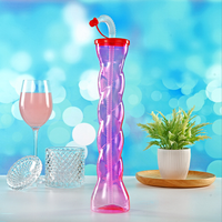 Gobelet en plastique coloré pour slush, best-seller, long gobelet en plastique pour bière avec paille