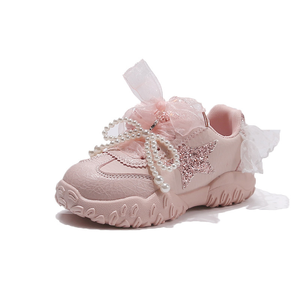 Zapatos Deportivos para Niñas con Cuero PU y Cordones de Encaje para Otoño, Nuevos Zapatos Casuales de Moda con Lazo de Perlas - Product Image 6