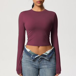 Haut de sport serré à manches longues pour l'automne Combinaison de yoga respirante à séchage rapide pour courir <span class=keywords><strong>T</strong></span>-<span class=keywords><strong>shirt</strong></span> de sport de fitness - Product Image 2